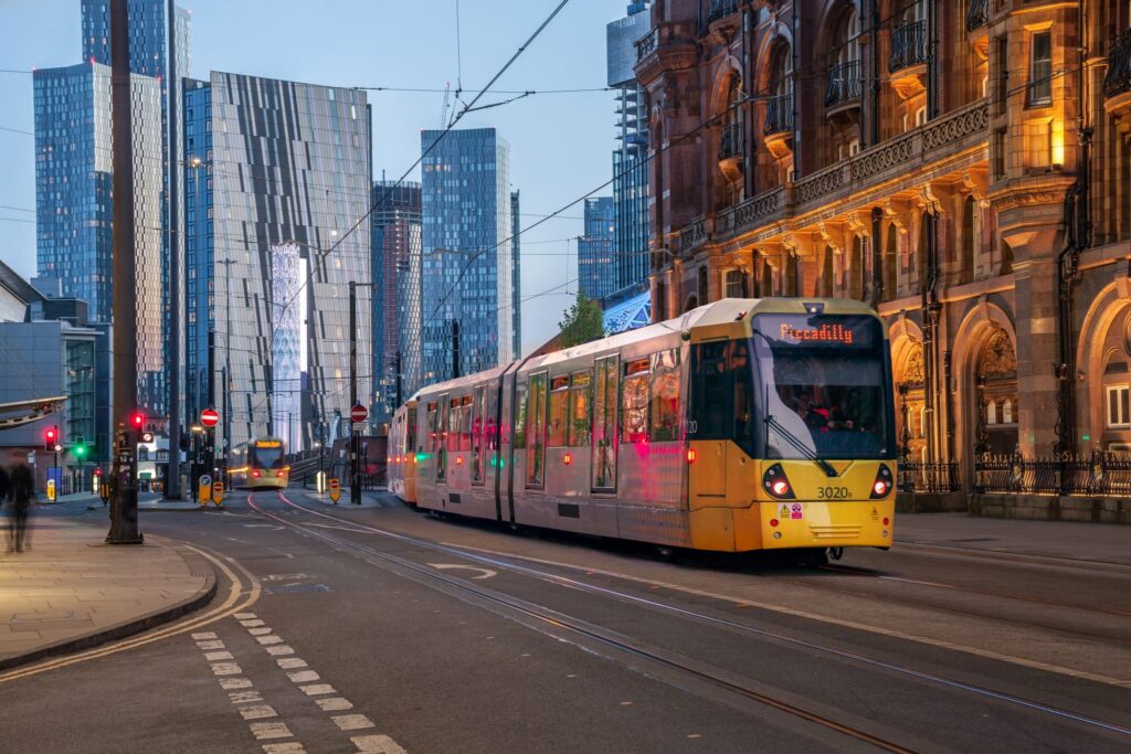 Manchester scenery with tram