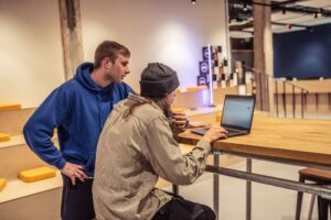 Level 3 Digital Marketer apprentice on laptop