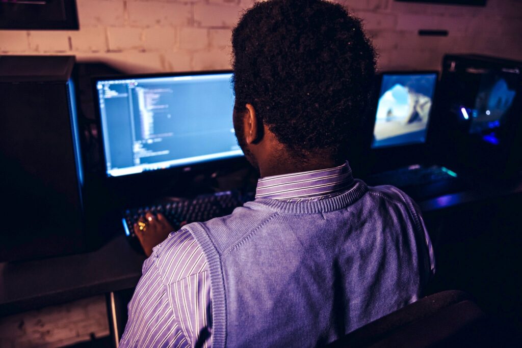 Software Developer apprentice on computer
