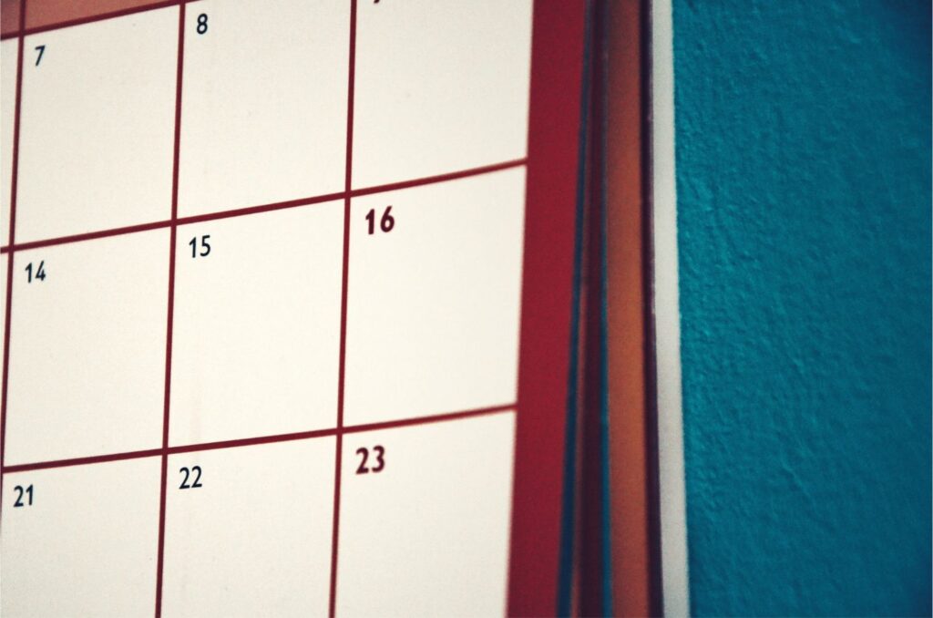 Calendar diary on wall